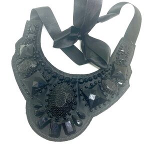 Chic Black Beaded Collar Necklace – Statement Bib Choker Jewelry